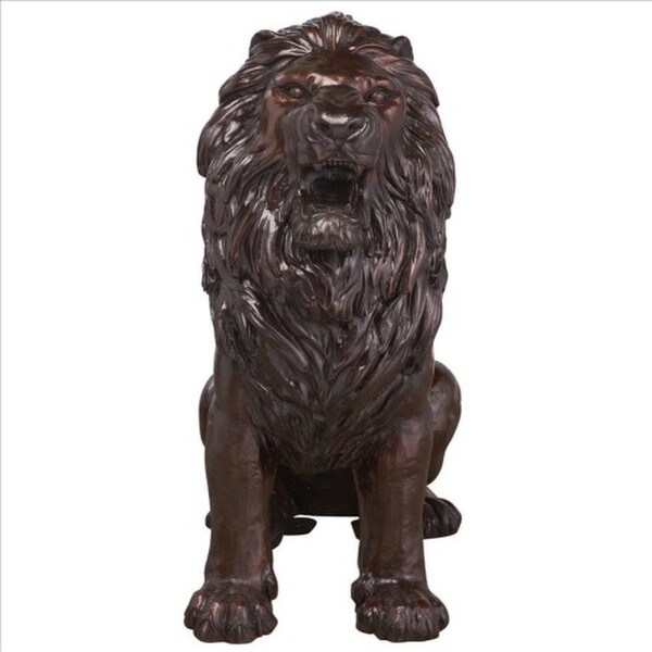 Sentinel Lion Cast Bronze Garden Statues Roaring Courtyard Sculptures